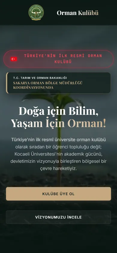 KOÜ Orman Kulübü mobil görünüm
